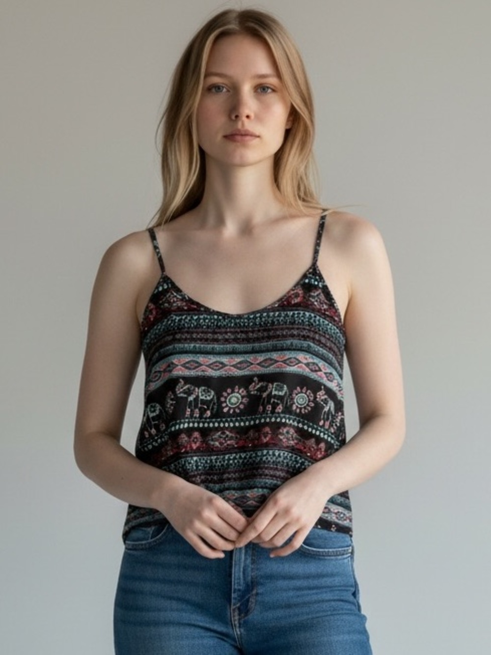 Hollister elephant print spaghetti strap tank top. Size S
